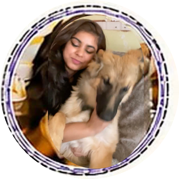 Mimi Maple cuddling Bamboo the German Shepherd