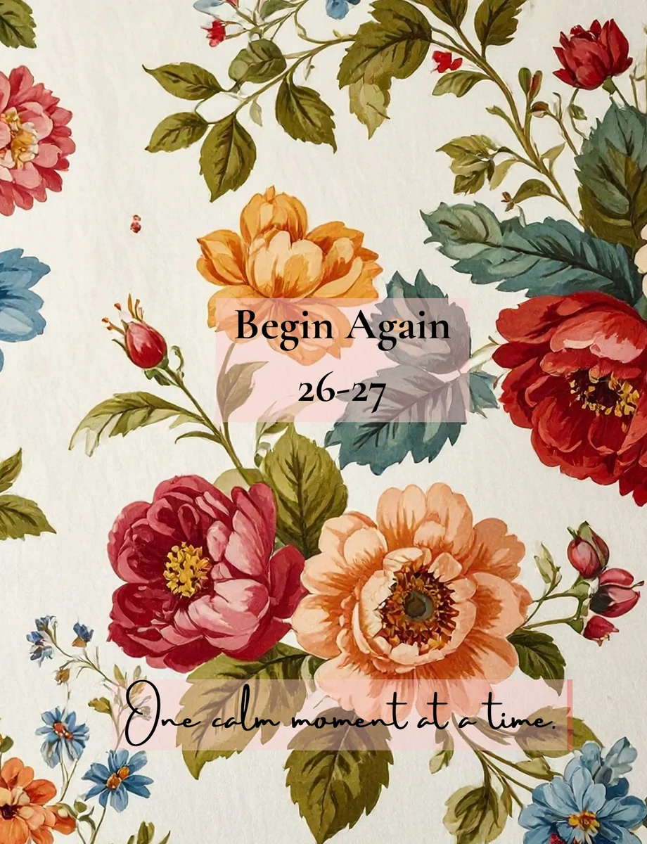 Begin Again 26-27 teacher planner cover in blush, cream and burgundy florals